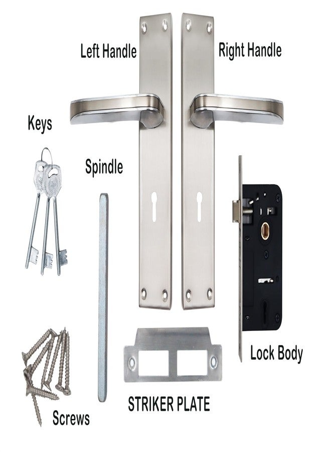 Harrison May Bach-95607 Sleek Stainless Steel 8inch Mortise Door Handle and 65mm Lock Set with CP Matt Finish Door Locks for Main Door, Suitable for Office/Hotel/Home - Image 5